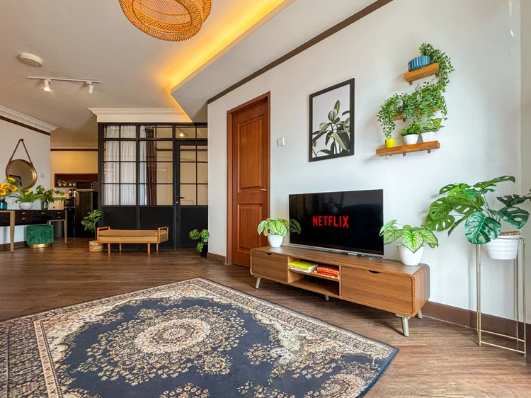 Norfolk: Unit 120 m² dengan empat kamar; ruang keluarga jadi titik kumpul semua orang.